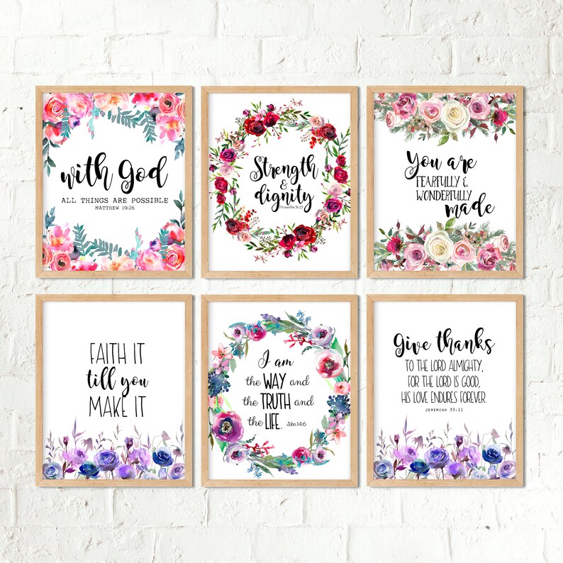 Bible Verse Printable Set Christian Printable Wall Art Bible Etsy