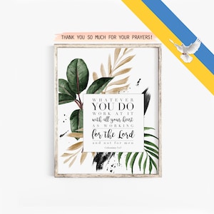 Whatever you do, Colossians 3:23, Scripture Printable Art, Greenery Watercolor Bible Verse, Instant Download, Christian Printable Art