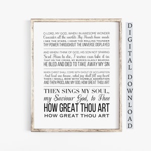 How Great Thou Art Hymn Wall Art, Hymn Lyrics Wall Art Print, Instant Download, Then Sings my soul Printable Lyrics