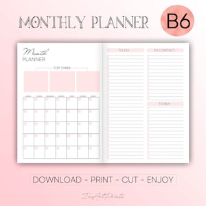 B6 Inserts B6 Printable Inserts TN Inserts Midori Cover Midori Monthly ...