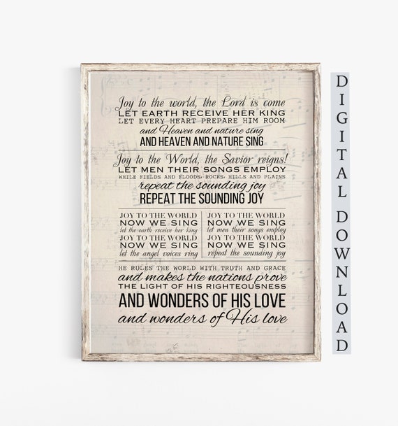 Joy To The World Christmas Printable Wall Art A Christmas Carol Instant Download Song Lyrics Art Christmas Decorations