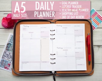 Daily Planner, Printable Insert, Daily Planner, Daily Planner Pages, A5 Planner Inserts, A5 Planner, Filofax A5, To Do List, Undated Planner
