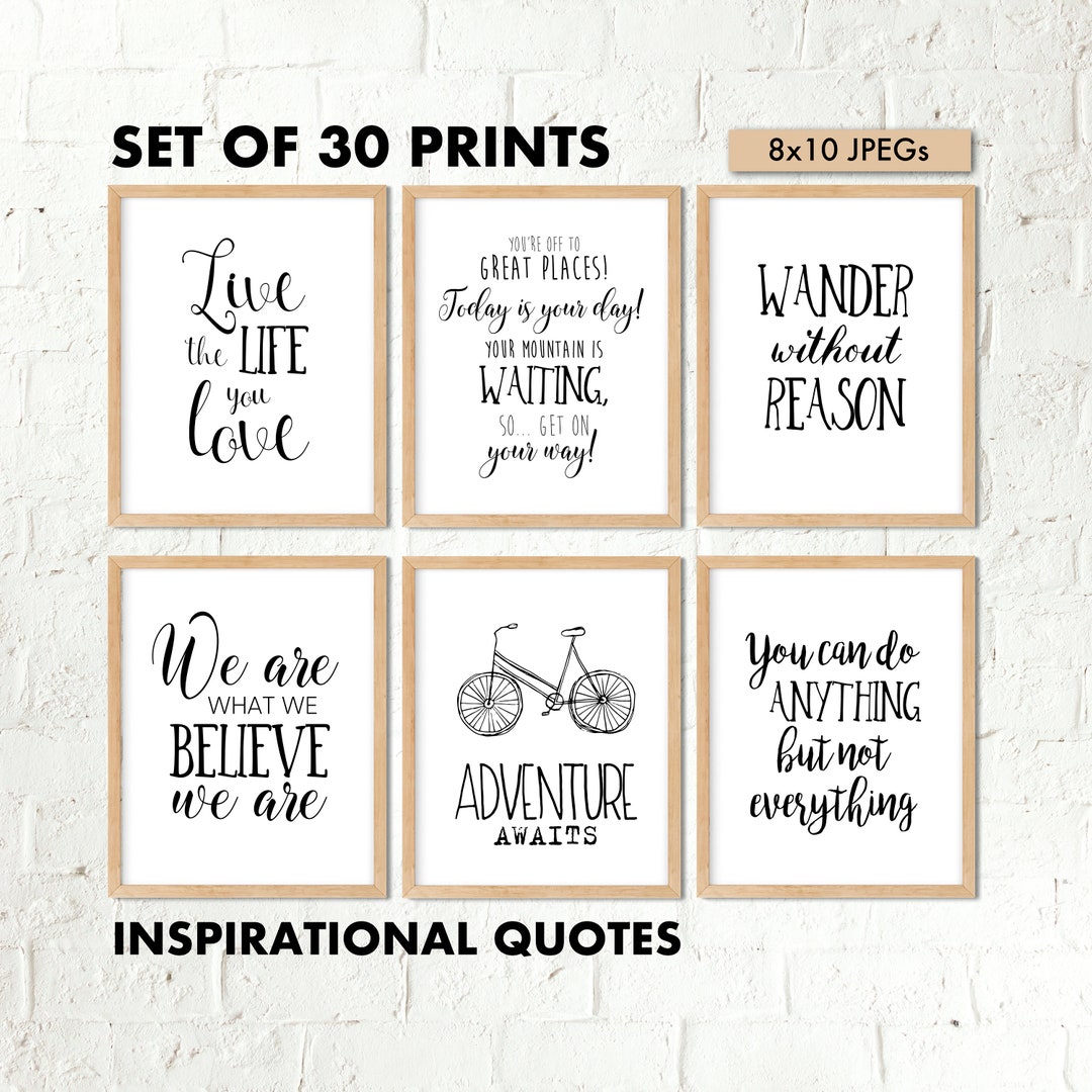 Inspiration Quote Prints Bundle, Black and White Prints, Set of 30 ...