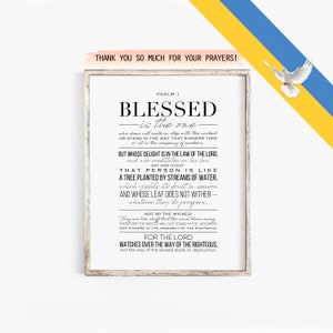 Psalm 1, Blessed is the one, Bible Quote Poster, Scripture Wall Art, Psalm 1 Printable, Farmhouse Decor, Christian Gifts
