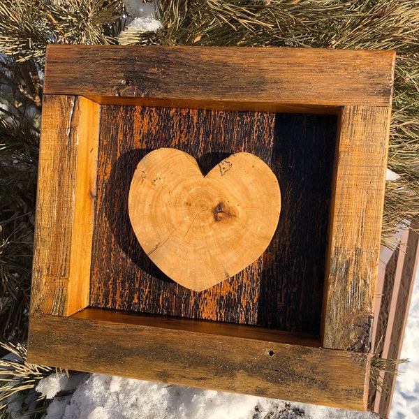 Rustic heart wall tile, rustic wall decor, 5th wedding anniversary, rustic home decor, heart wall decor, reclaimed wood decor, wall hanging,