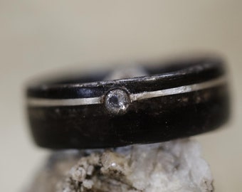 Mens wood ring, Mont Blanc Quartz Ring, Wood wedding band, Men wood ring, Bentwood ring, Skinny rings, Womens wood ring, Wooden wedding band