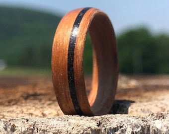 Wooden wedding band Chocolate Inlay, Aphrodisiac Ring, Wedding Rings, Men Wedding band, Wood bands,Wedding Ring Men, Couple Ring Set,