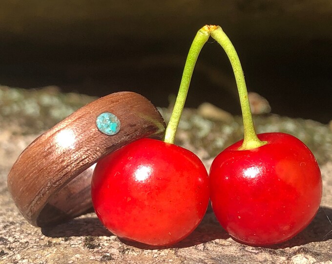 The Respect Ring for Lesbian in love LGBTQ+ Community, Turquoise Wood Wedding Ring, Turquoise handmade with walnut wood