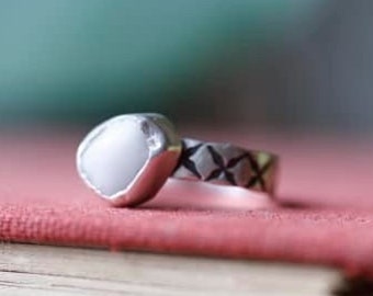 The Woman of the Memphremagog Lake Ring made of Healing Quartz, Women Silver wedding ring, Sterling silver ring, Mens wedding rings,