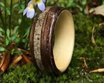 Mens Wedding Bands made of Central Park Concrete inlay and Walnut, Wood Wedding Bands, Wedding Ring, Wood Ring, Engagement Ring,