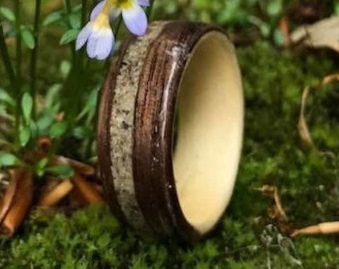 Mens wood ring, The Central Park Concrete Ring ,  Wood wedding band, Men wood ring, Bentwood ring, Skinny rings, Womens wood ring,