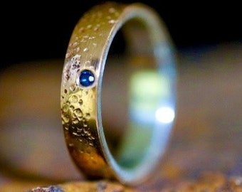 Wooden Ring MoissaniteBague, Natural Wood Wedding Band, Men's Engagement Ring, Handcrafted Ring, Minimalist Jewelry