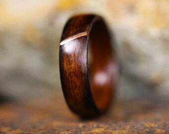 Mens wood ring, Diago Gold Inlay 14k, Wood wedding band, Men wood ring, Bentwood ring, Womens wood ring, Wooden wedding band,