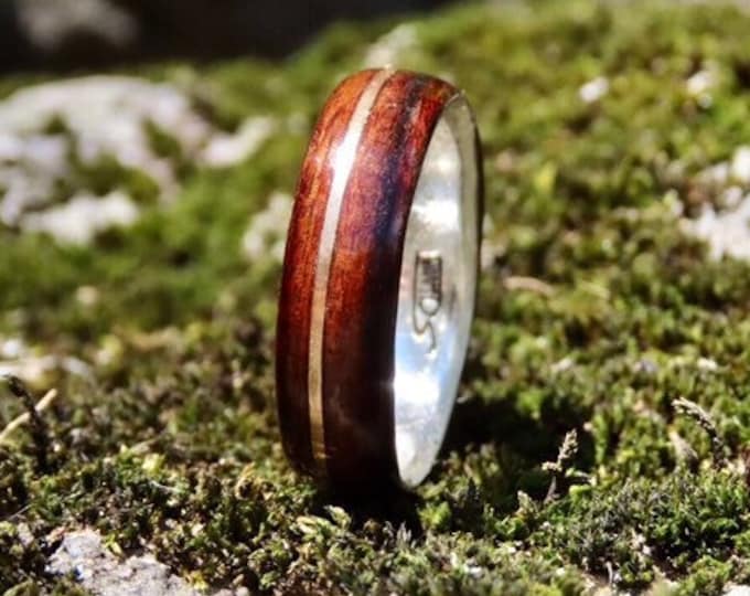 The Prince Ring, Choice of Silver 925 and Solid White or Yellow Gold, Rosewood Ring, Ring personalized gift, Mens Jewelry Minimalist Ring,