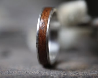 Gold Wood Wedding Ring, Man Koa Wood wedding band, Man ring, Woman wedding ring, Man wedding ring, Man engagement ring,  Wood Wedding Ring,