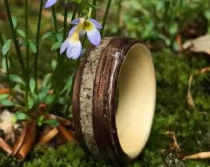 Wood Wedding Band made of Central Park Concrete, Walnut Mens Wood Ring, Wooden Ring, Wood Ring, Bentwood Ring,  Nature Engagement Ring,