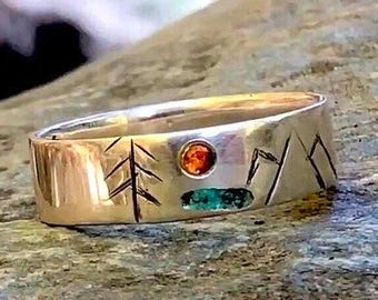 Silver Wedding Band, 4 element ring, Silver Mens Wedding, Men Silver Ring, Sterling Silver Ring, Silver Couple Ring, Silver Promise Ring