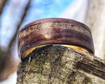 Couple wood ring and concrete from Old Port of Montreal, handmade in Canada