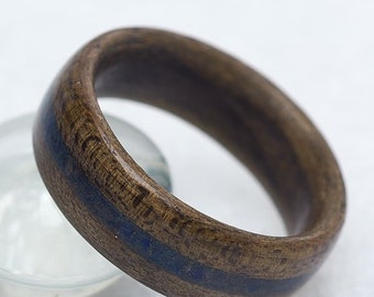 The Blue Lapis Lazuli Gray Canada Maple Ring, Simple rings, Engagement ring wood, Wood ring engagement, Wood ring womens, Wood Ring
