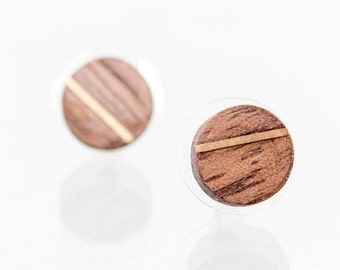 Wooden Drop Earrings Yellow Gold 14K, Natural Wooden Drop, Wooden Statement, Wooden Geometric, Wooden Circle, Wooden Heart, Wooden Leaf,