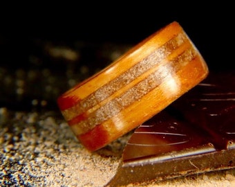 Wooden wedding band Chocolate Inlay, Aphrodisiac Ring, Wedding Rings, Men Wedding band, Wood bands,Wedding Ring Men, Couple Ring Set,