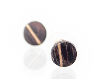 Wenge Wood Earrings for woman, 14K Gold Wooden Earrings, Natural Wooden Earrings, Wooden Etsy stud earrings, Etsy studs, Etsy earrings,