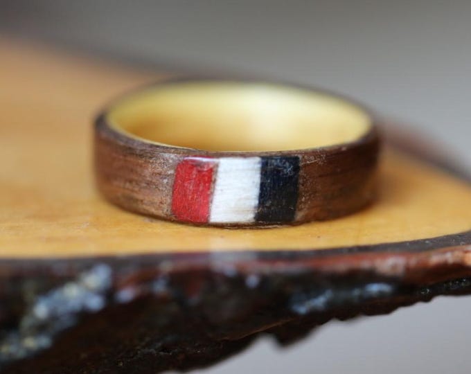 Wooden Ring with French Flag Colors, The Man Ring