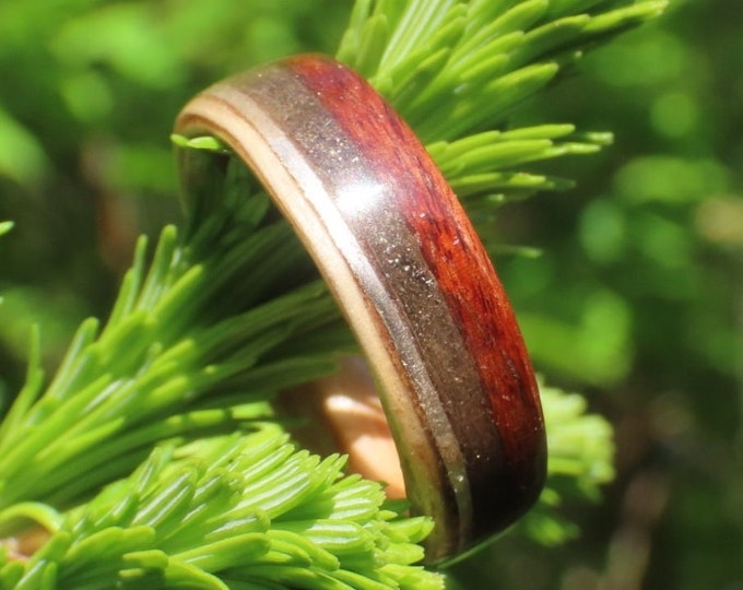 Meteorite Metal ring, Meteorite Ring,  Wooden Rings, Meteorite engagement ring, Wood ring, Mens wedding band, Meteorite wedding band,