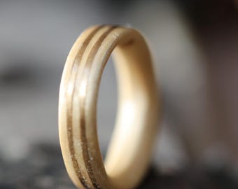 Handmade Maple Wood Ring with Gold Inlay – Wedding, Promise Jewelry Canada