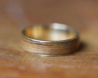 14K Gold Vine Wood Ring, La Bague de la Route des Vins, Wood Band, Wooden Ring, Jewelry Gift, Rustic Elegance