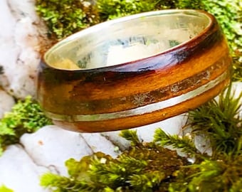 The Green Montain Healing Quartz Wooden RIng, Raw Crystal Ring, Modern ring, Viking wedding ring, Viking ring men, Viking ring, Mens