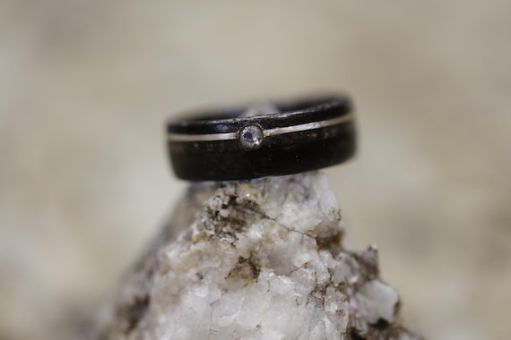 Mens wood ring, Mont Blanc Quartz Ring, Wood wedding band, Men wood ring, Bentwood ring, Skinny rings, Womens wood ring, Wooden wedding band