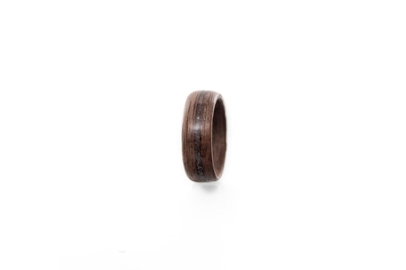 Mens Wedding band made from Walnut and Meteorite iron Dust inlay Mens engagement ring Mens promise ring