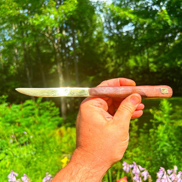 Brass Luxury Gold color letter Opener Knife 15CM, Canadian Brass made of Zinc and Copper, Ideal Men Gift, Wooden Knife, Kitchen Tools,  