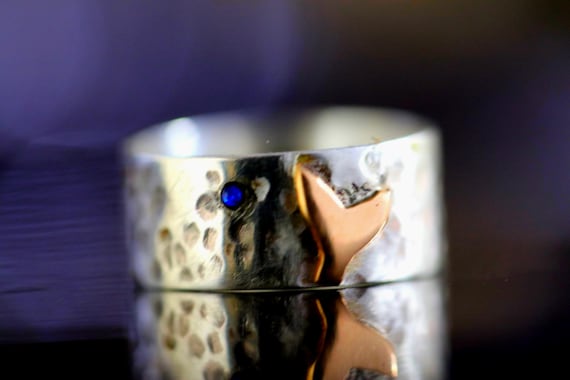 Custom Design Wedding Band, Tadoussac Whale Ring, Minimalist 925 silver men engagement ring handmade in Canada