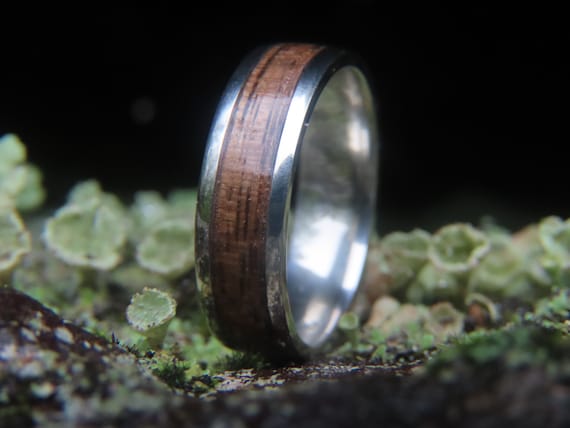 Wood and Gold Wedding Rings, Personalized Walnut Bands, Men's Wedding Bands, Women's Wedding Rings, Affordable