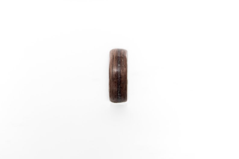 Mens Wedding band made from Walnut and Meteorite iron Dust inlay Mens engagement ring Mens promise ring