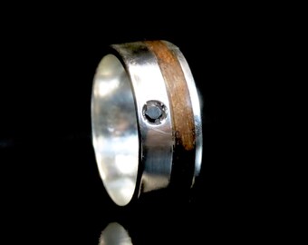 Black Diamond, Gold Wedding bands, Moissanite Ring, Moissanite Wooden Ring, Diamond Ring, Raw Diamond Ring, Raw Engagement Ring, Lab Diamond