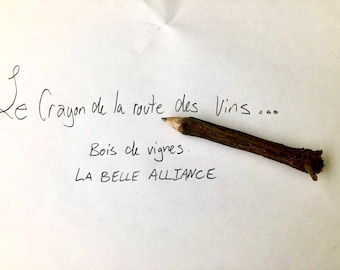 Le Crayon de la Route des Vins, Authentic Bois de Vigne Vignoble La Belle Alliance, wooden pencil, wooden pen, made in Quebec