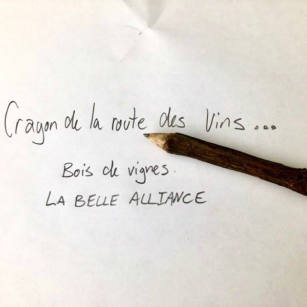 Le Crayon de la Route des Vins, Authentic Bois de Vigne Vignoble La Belle Alliance, wooden pencil, wooden pen, made in Quebec