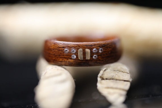 Wooden Ring Moissanite Stone 1.5mm, Wood Wedding Band, Natural Wood Jewelry, Men's Engagement Ring, Handcrafted Ring, Minimalist Ring