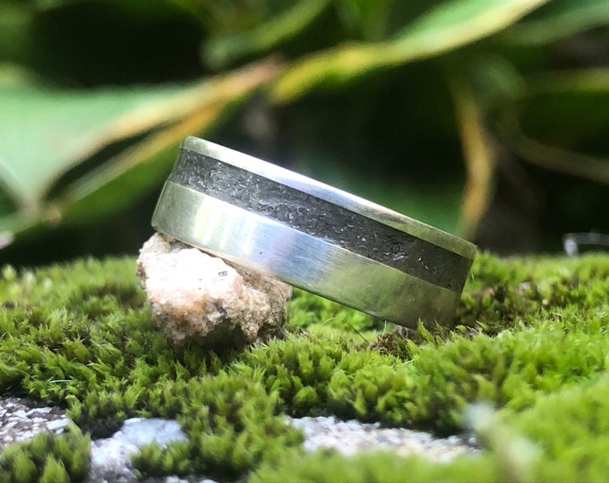 Meteorite Metal ring, Meteorite Ring,  Wooden Rings, Meteorite engagement ring, Wood ring, Mens wedding band, Meteorite wedding band,