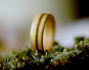 Pyrography Wood Wedding Ring – Recycled Maple Ring – Personalized Love Ring – Handmade Anniversary Jewelry