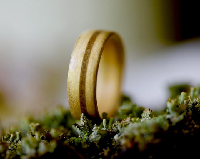 Pyrography Wood Wedding Ring – Recycled Maple Ring – Personalized Love Ring – Handmade Anniversary Jewelry
