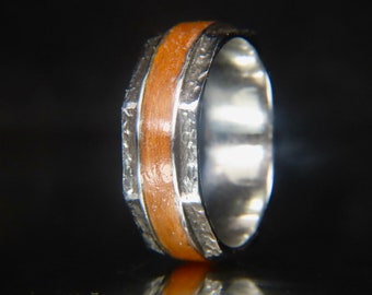 The Mecanician Metal & Wooden Ring, Mecanical Nuts Ring, Choice of Silver, Gold 14K or 18K Wedding Ring, Mens Wedding Bands, Promise RIng