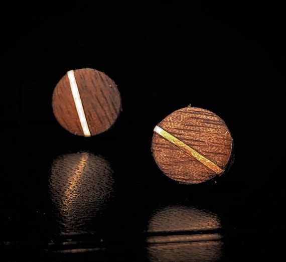 Handmade earrings,14K Gold Walnut Wood Earrings, Jewelry ,Wood Earrings for woman,, Fake gauge, Fake gauge earring, Wooden Made in Montreal