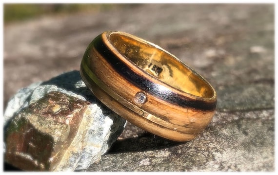 18K Gold Whisky Barrel Ring, Whisky Ring, Barrel Whisky Ring, Gift for Him, Whiskey Barrel, Wood Resin Ring