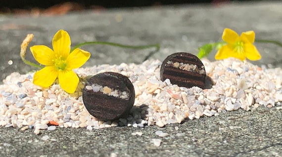 Miami Beach Sand Wenge Wood Earrings, Wooden Earrings,Wood Earrings for woman, Jewelry, Wooden Earrings, Natural Wooden Earrings,Miami Beach