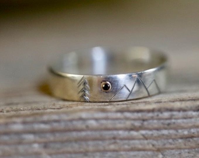 Solar Eclipse Ring made of Silver, Black Diamond Moon, Sun Gold Setting, Silver rings for wedding, promise, engaement Made in Canada