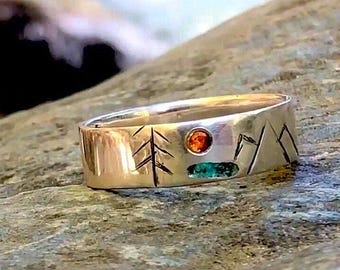 Silver Wedding Band, 4 element ring, Silver Mens Wedding, Men Silver Ring, Sterling Silver Ring, Silver Couple Ring, Silver Promise Ring